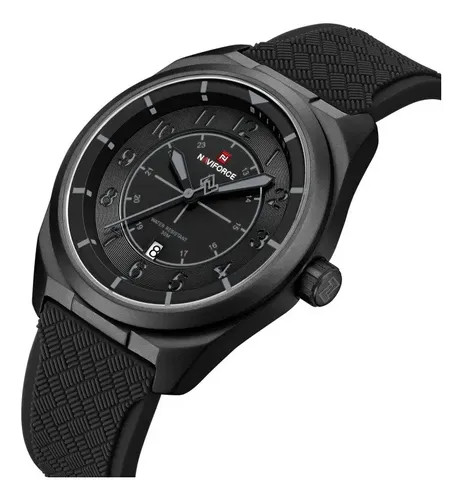ساعت مچی مردانه Naviforce مدل NF9281 | بند سیلیکونی مشکی، صفحه و قاب مشکی | اسپرت و مقاوم