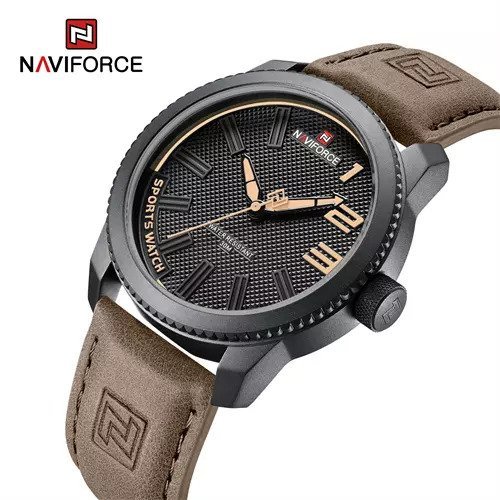 ساعت مچی مردانه نیوی فورس مدل nf9202 بند چرم قهوه ای